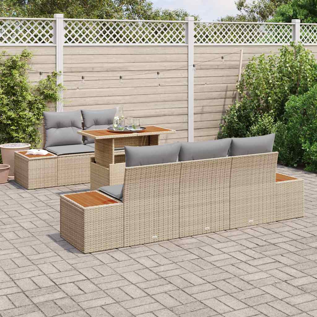 Set de masă pentru grădină cu pernă 6 pcs Bej și gri GartenMobel Dekor