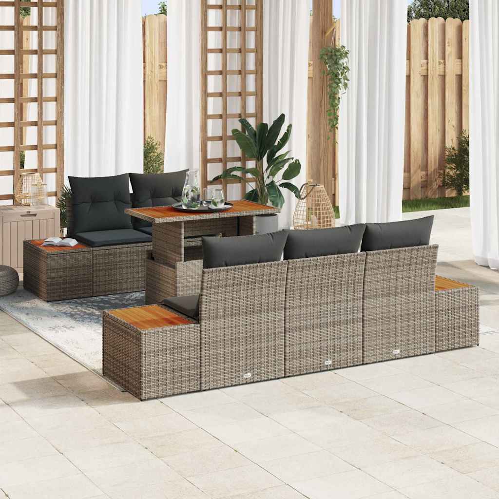 Set de masă pentru grădină cu pernă 6 pcs Gri și Brown GartenMobel Dekor
