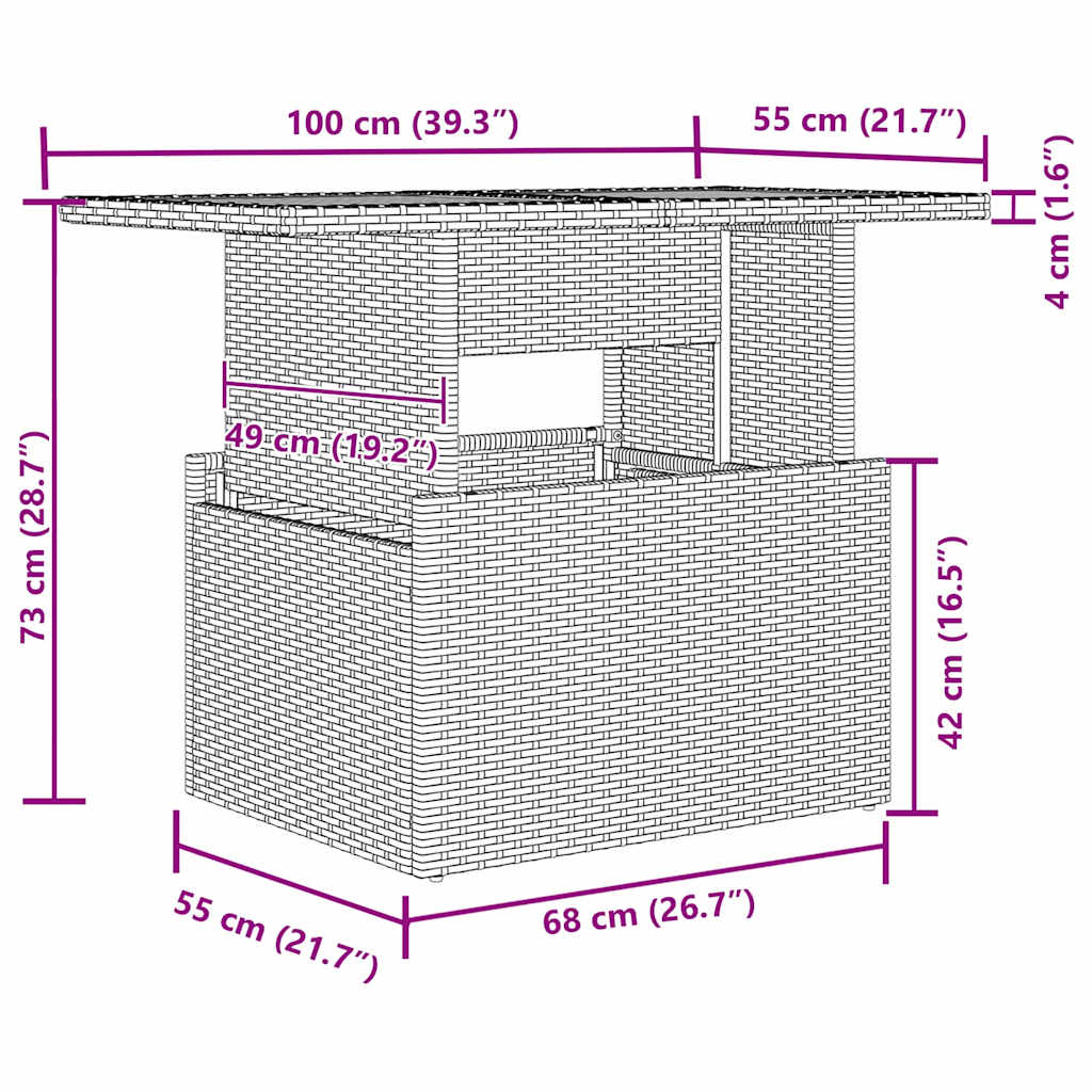 Set de masă pentru grădină cu pernă 7 pcs Gri și Brown GartenMobel Dekor