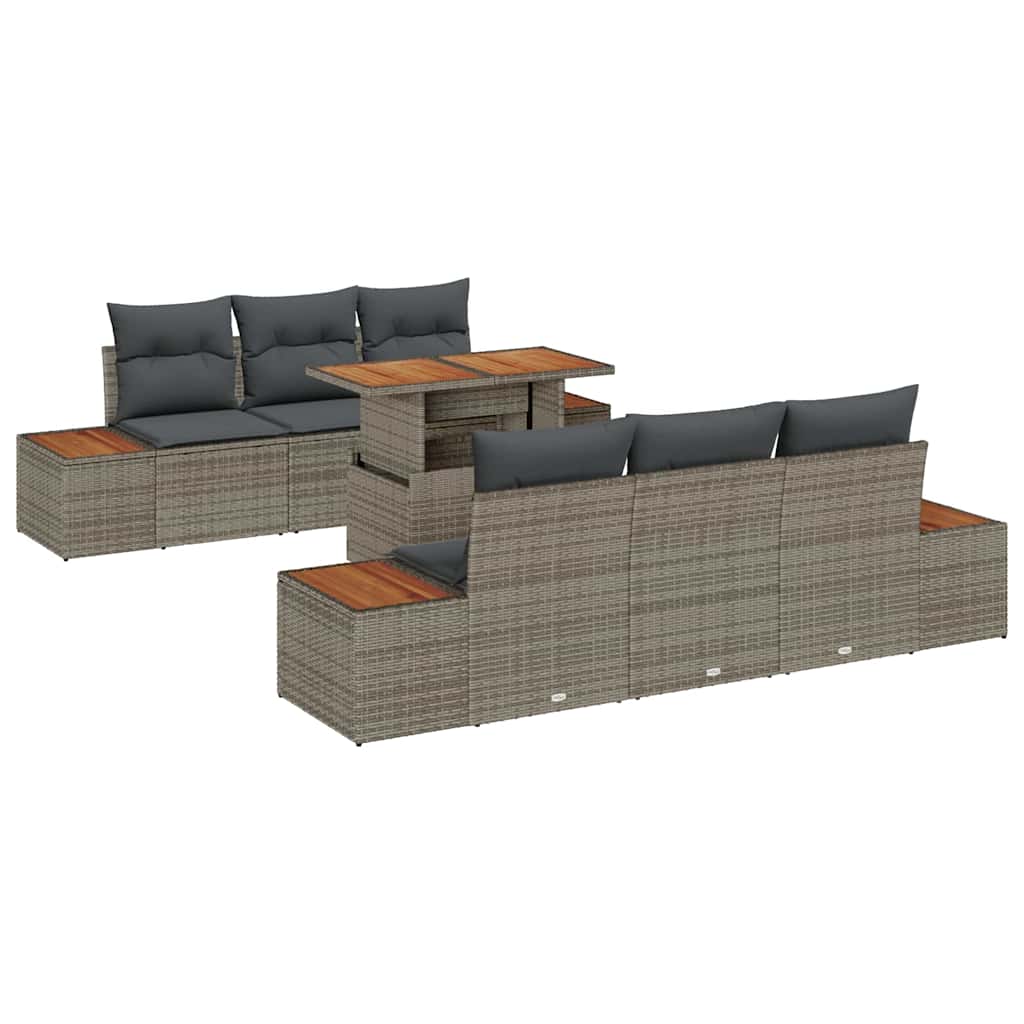 Set de masă pentru grădină cu pernă 7 pcs Gri și Brown GartenMobel Dekor