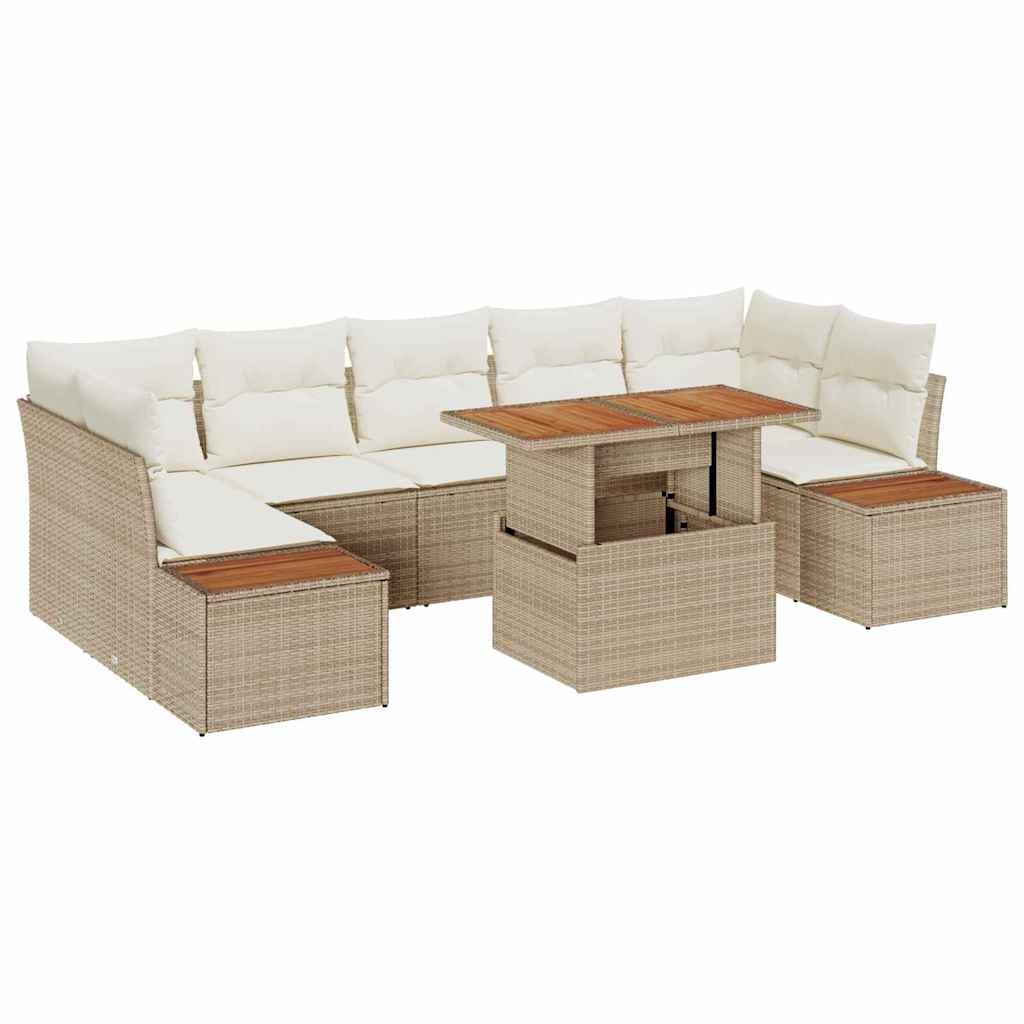 Set de masă pentru grădină cu pernă 8 pcs Bej și crem GartenMobel Dekor