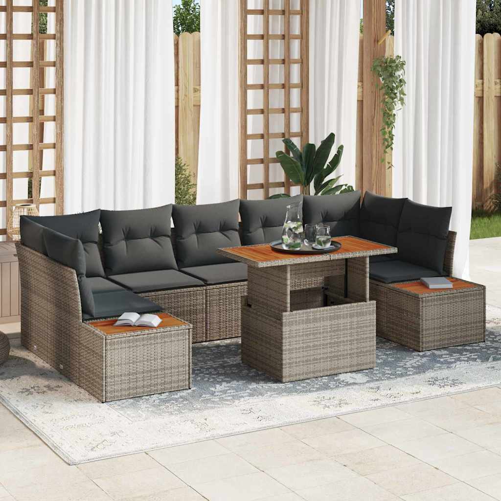 Set de masă pentru grădină cu pernă 8 pcs Gri și Brown GartenMobel Dekor