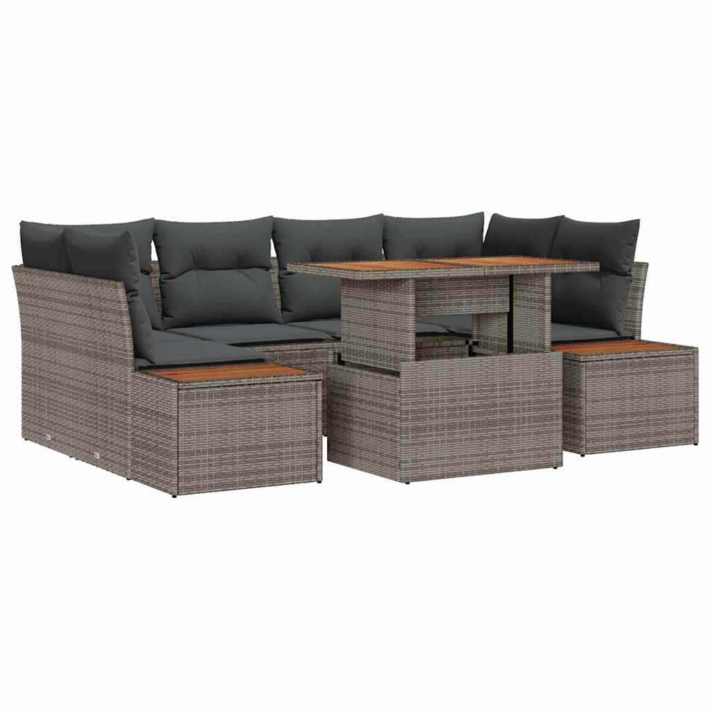Set de masă pentru grădină cu pernă 9 pcs Gri și Brown GartenMobel Dekor