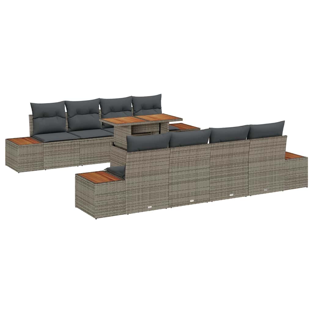 Set de masă pentru grădină cu pernă 9 pcs Gri și Brown GartenMobel Dekor