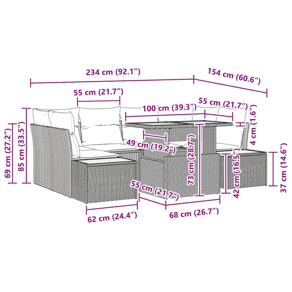 Set de masă pentru grădină cu pernă 9 pcs Negru și Bej GartenMobel Dekor