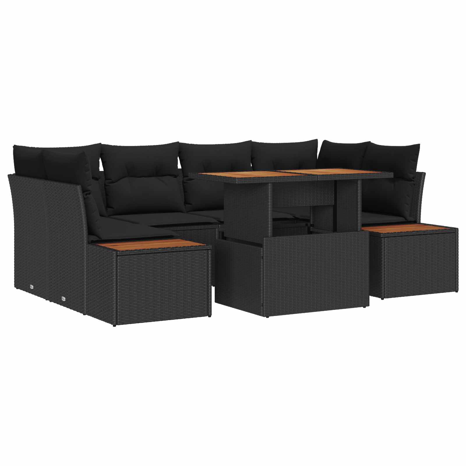 Set de masă pentru grădină cu pernă 9 pcs Negru și Maro GartenMobel Dekor