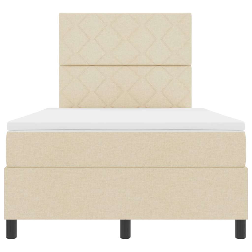 Pat cu arcuri cu saltea cu led Crem 120 x 190 cm țesătură GartenMobel Dekor