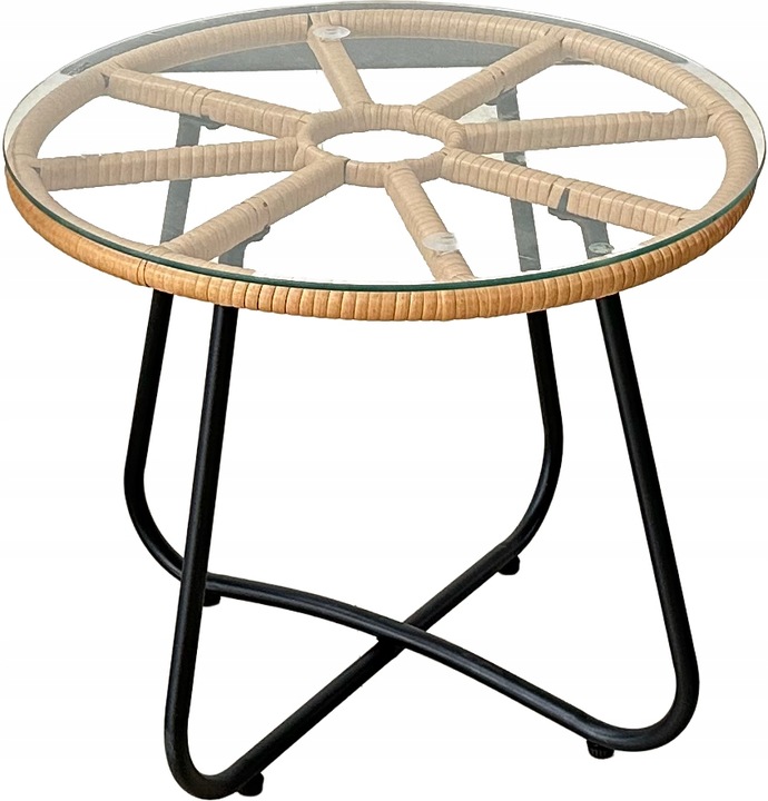 Set mobilier de grădină din ratan cu 2 scaune, perne și masă rotundă