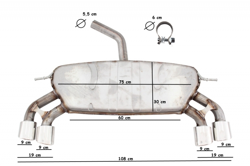 Sistem evacuare sport VW Golf 7 VII MK7 2013-2019 R Design inox