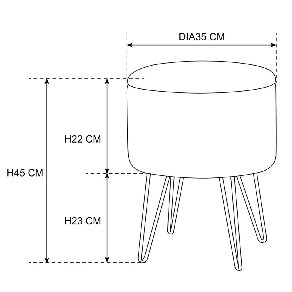 Taburet tapitat rotund Lili cu spatiu de depozitare, velur, 35x35x45 cm, crem