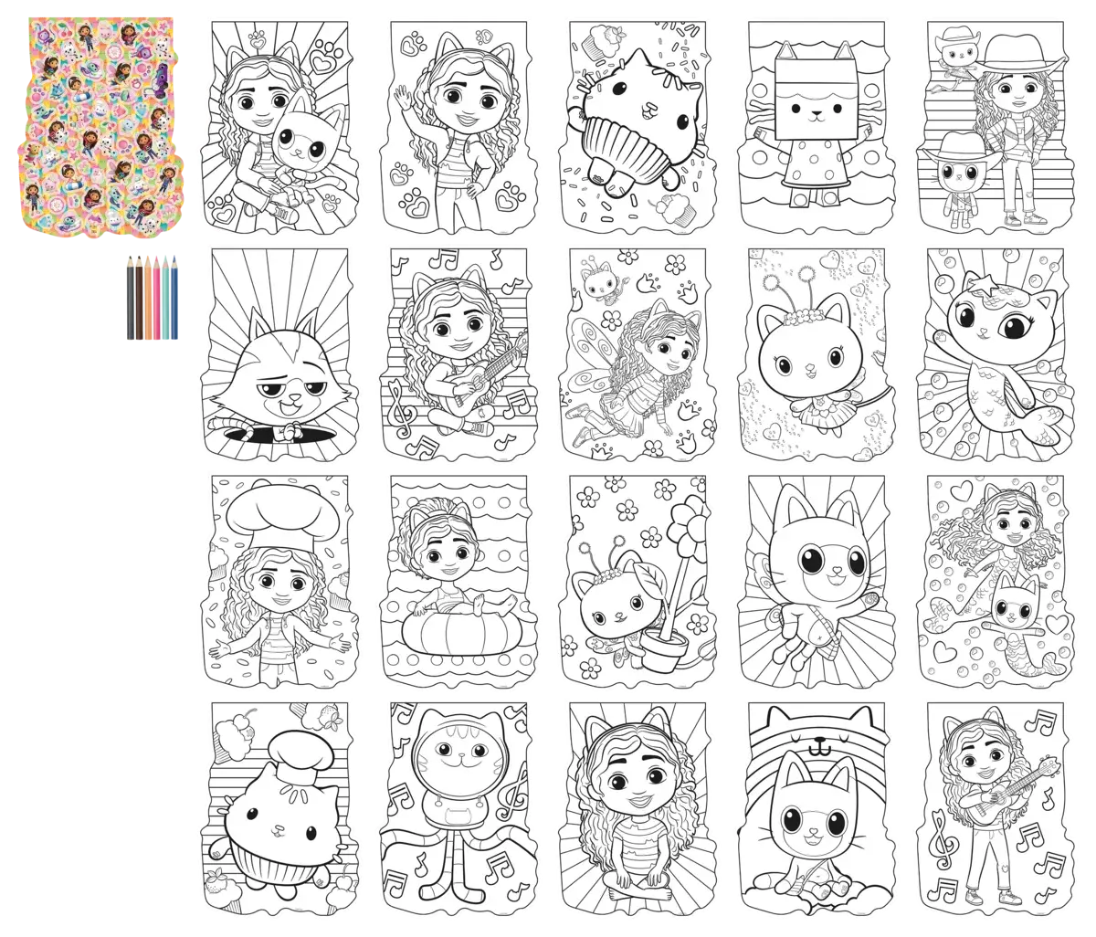 Carnetel de colorat cu creioane - Gabby's Dollhouse