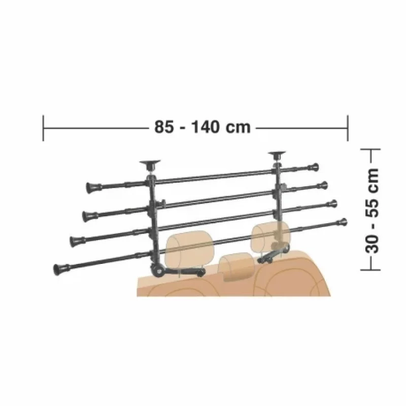 GRG-9 Compact grilaj telescopic bariera pentru caini 4 sectiuni fixare la tetiere - 1400x550 mm