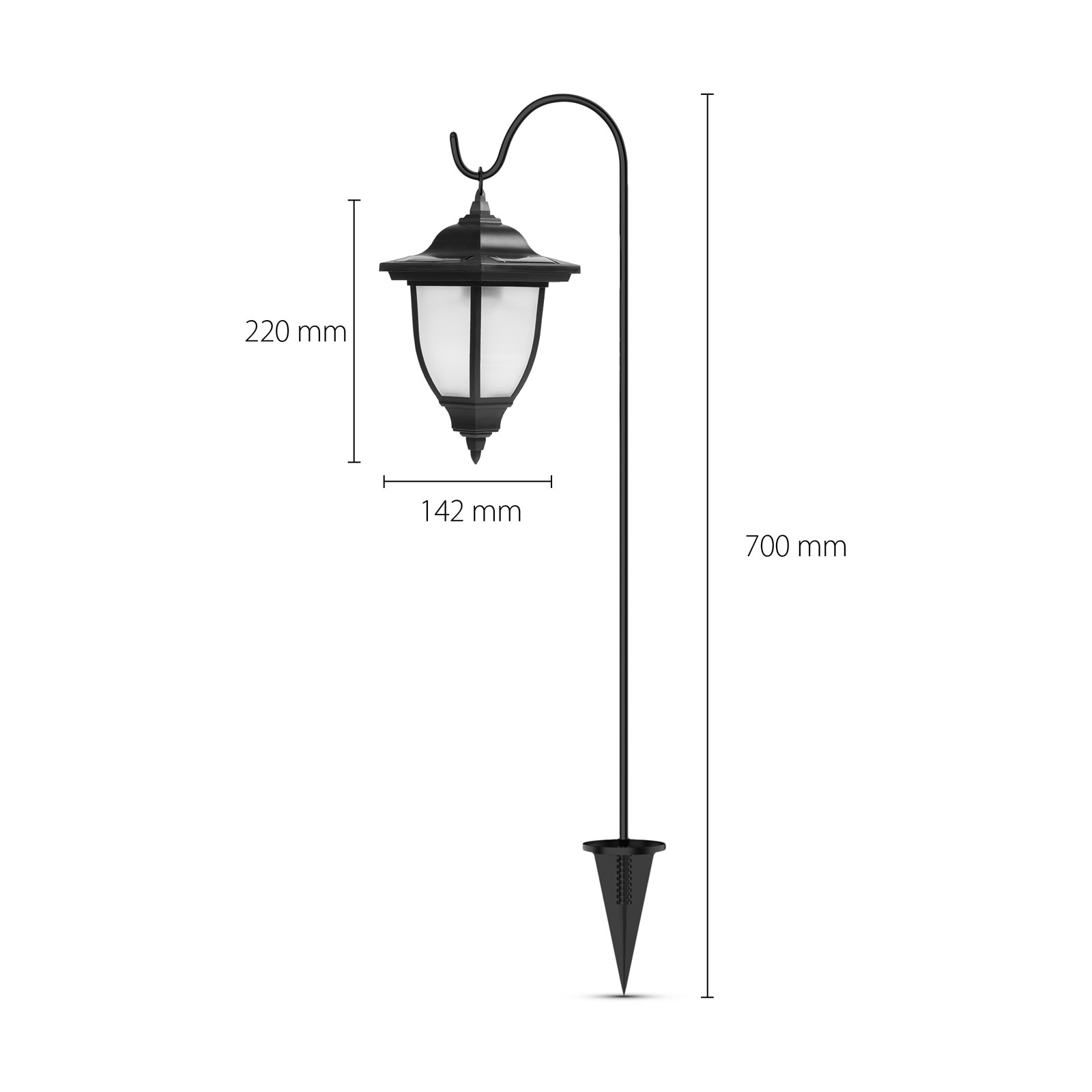 Lampa Solara LED tip Felinar Suspendabil, Lumina Alb Cald, Inaltime 70cm