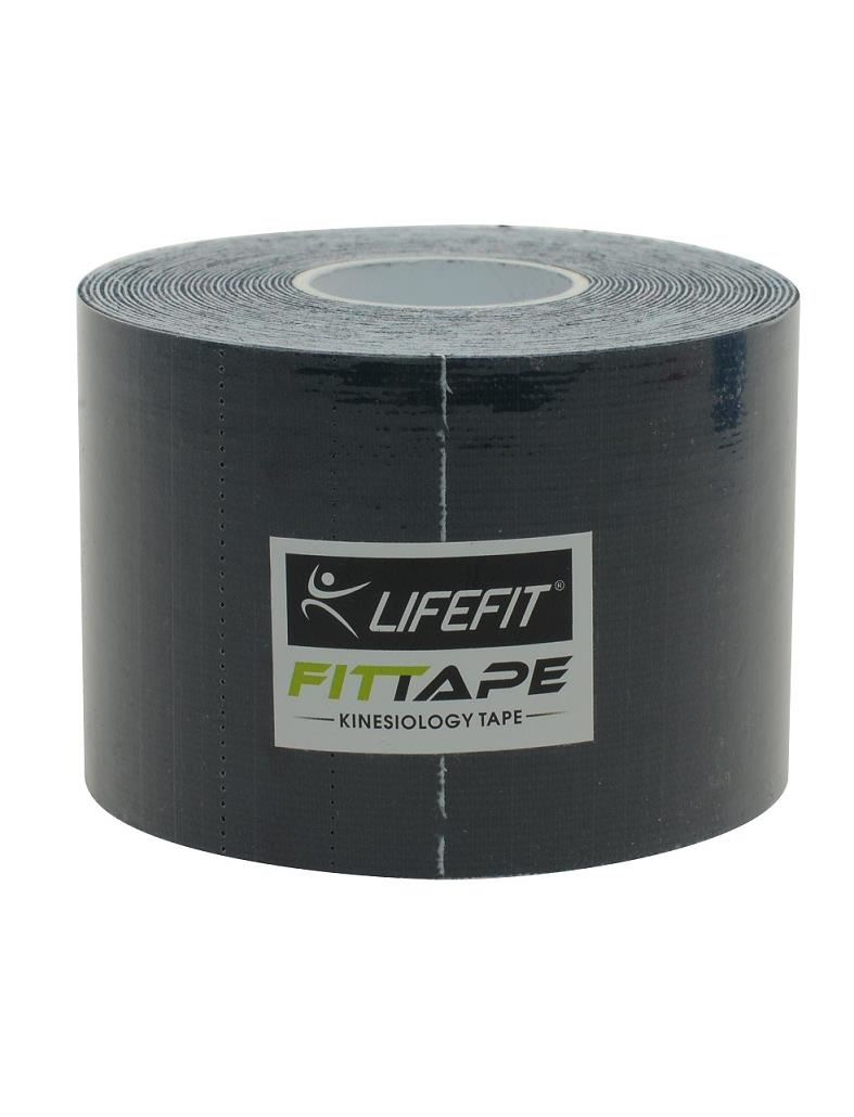 Bandă kinesio elastică 5 m x 5 cm, negru, pentru susținere musculară
