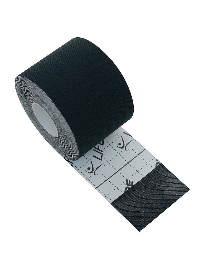 Bandă kinesio elastică 5 m x 5 cm, negru, pentru susținere musculară