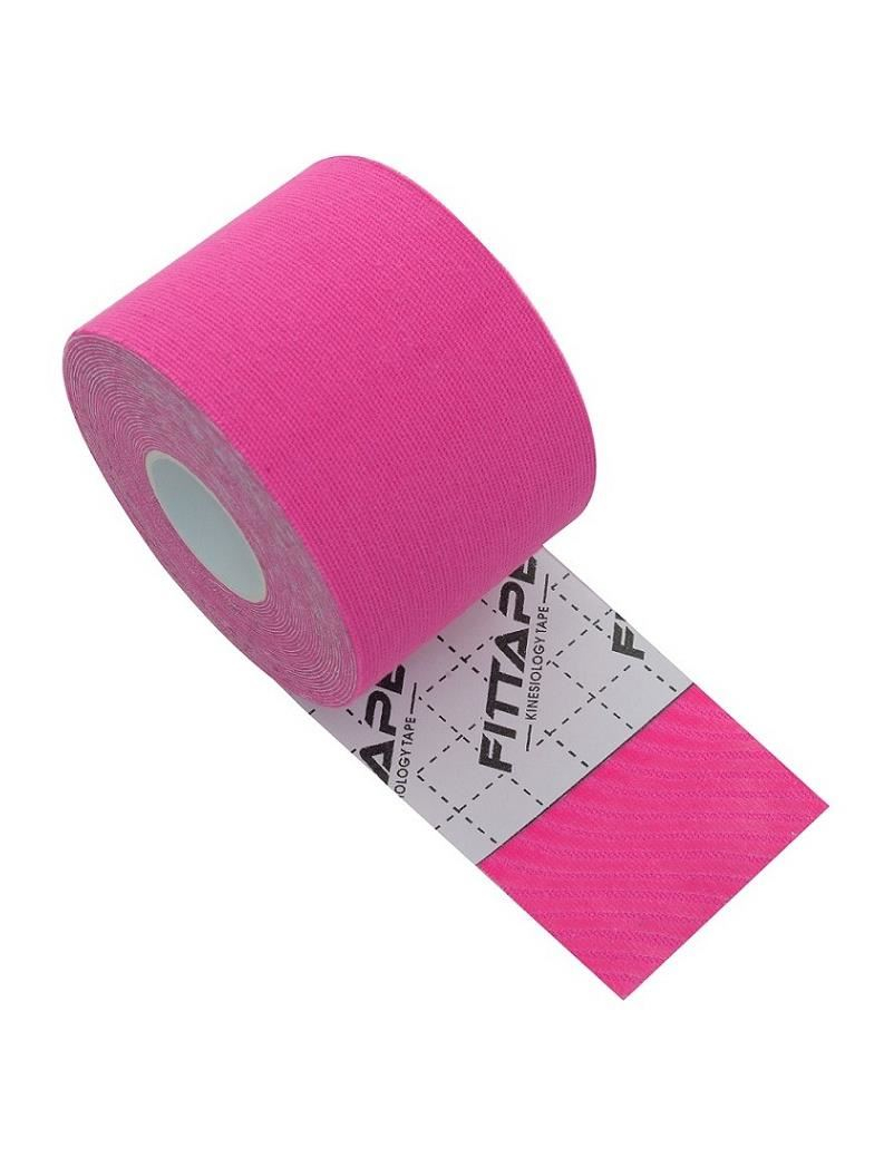 Bandă Kinesio elastică 5 cm x 5 m, roz, pentru susținere musculară