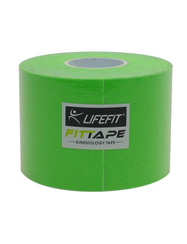 Bandă kinesio elastică 5 m x 5 cm, verde lime, pentru suport muscular