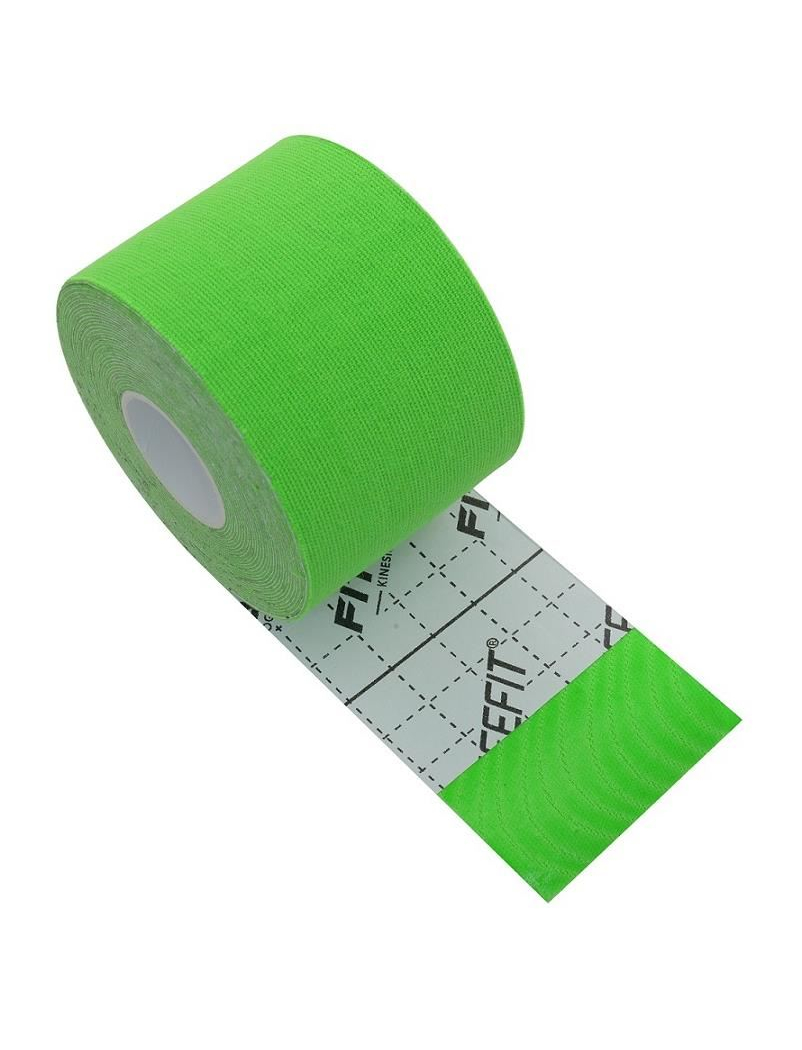 Bandă kinesio elastică 5 m x 5 cm, verde lime, pentru suport muscular