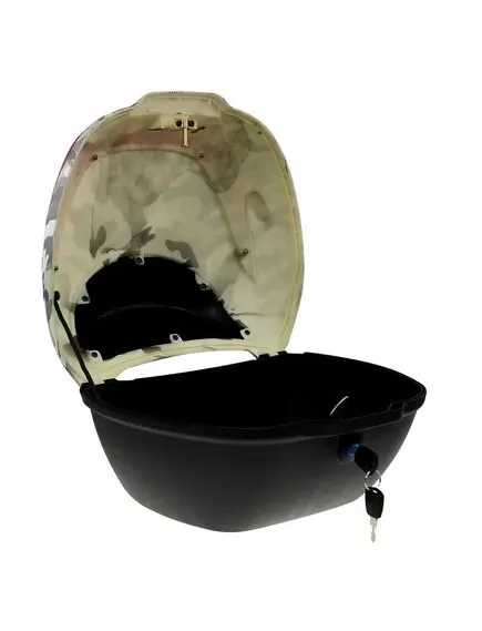 Portbagaj pentru scuter Raceway alb/negru camuflaj cu incuietoare