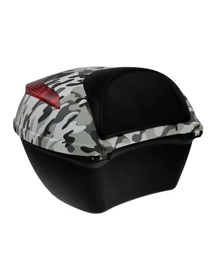 Portbagaj pentru scuter Raceway alb/negru camuflaj cu incuietoare