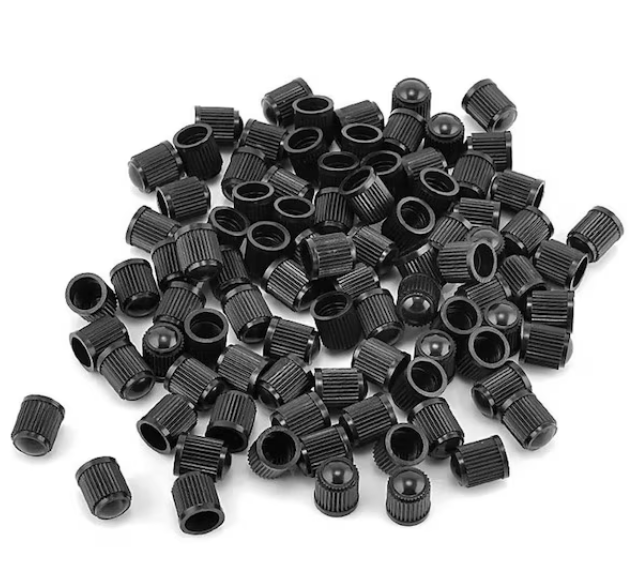 Set 100 buc. capace valva/ventil, material plastic, culoare Neagra, pentru Autoturisme, Camioane, Biciclete, Moto, ATV, Quad FAVLine Selection