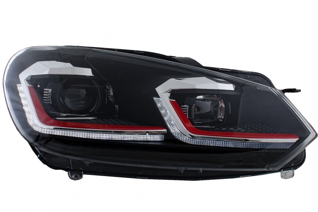 Faruri LED VW Golf 6 VI (2008-2013) Facelift G7.5 GTI Design Rosu Semnalizare Secventiala LHD Performance AutoTuning