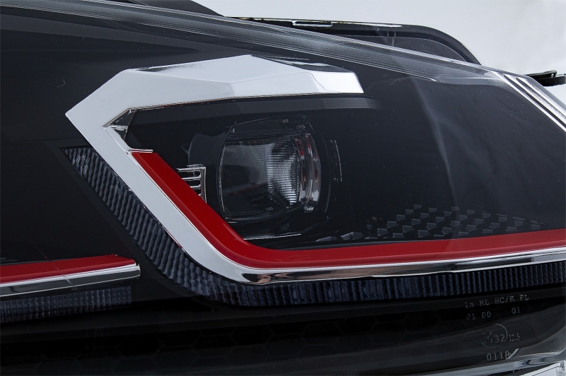 Faruri LED VW Golf 6 VI (2008-2013) Facelift G7.5 GTI Design Rosu Semnalizare Secventiala LHD Performance AutoTuning