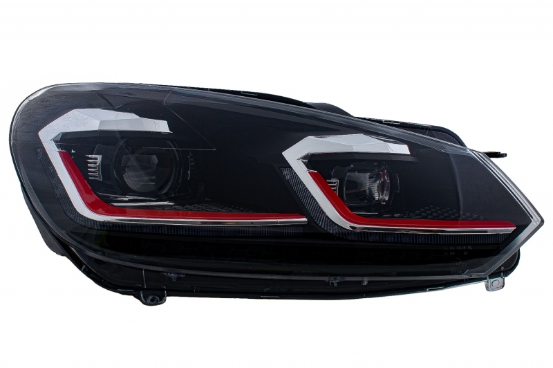 Faruri LED VW Golf 6 VI (2008-2013) Facelift G7.5 GTI Design Rosu Semnalizare Secventiala LHD Performance AutoTuning