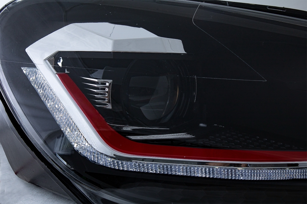 Faruri LED VW Golf 6 VI (2008-2013) Facelift G7.5 GTI Design Rosu Semnalizare Secventiala LHD Performance AutoTuning