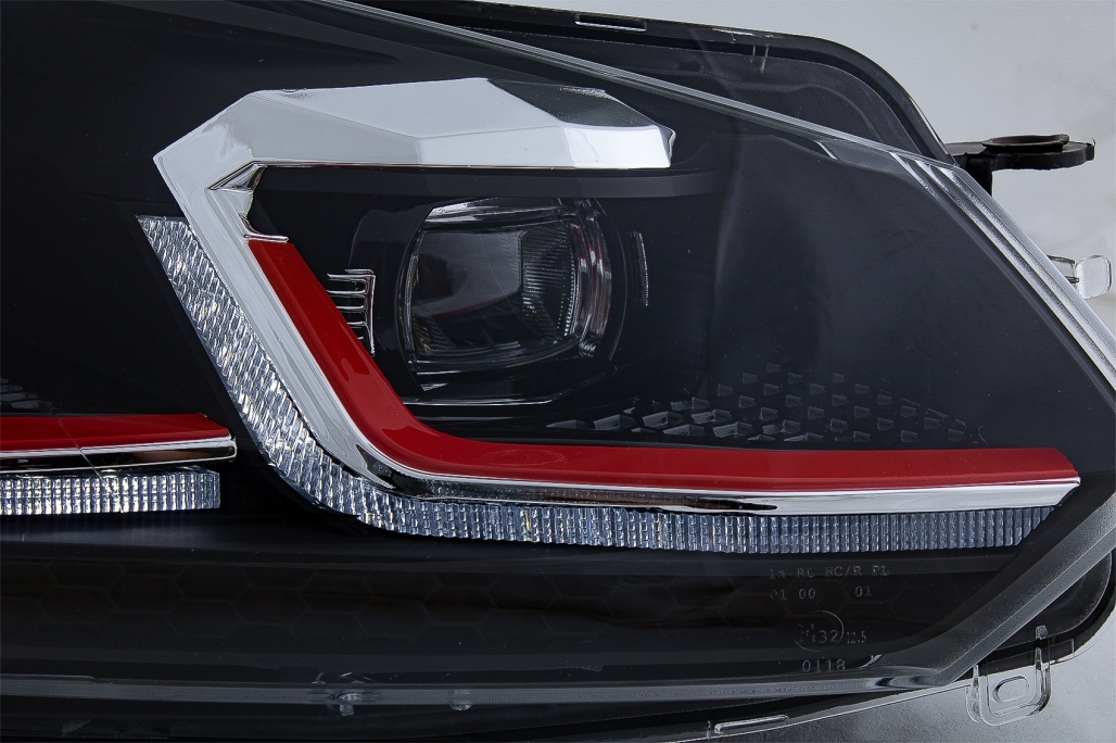 Faruri LED VW Golf 6 VI (2008-2013) Facelift G7.5 GTI Design Rosu Semnalizare Secventiala LHD Performance AutoTuning