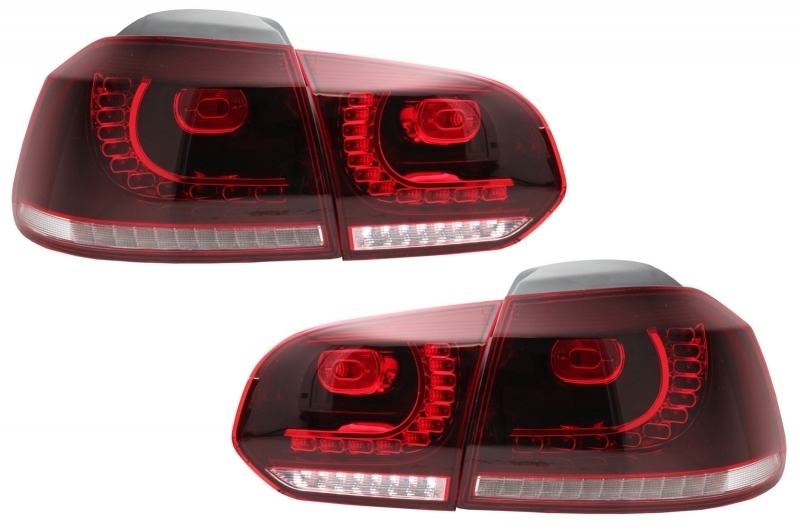 Bara Spate cu Sistem de Evacuare Stopuri Full LED si Praguri Laterale VW Golf 6 VI (2008-2013) R20 Look Performance AutoTuning