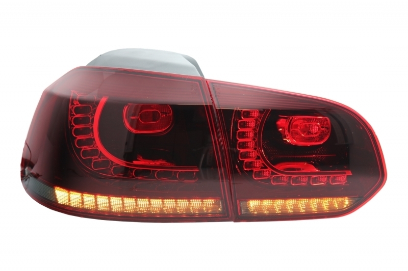 Bara Spate cu Sistem de Evacuare VW Golf 6 VI (2008-2013) R20 Design Praguri Laterale si Stopuri Full LED Rosu Fumuriu cu Semnal Dinamic Performance AutoTuning