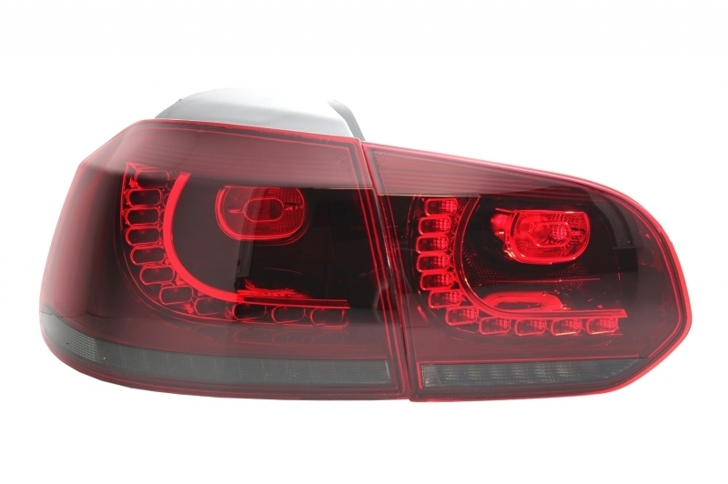Bara Spate cu Sistem de Evacuare VW Golf 6 VI (2008-2013) R20 Design Praguri Laterale si Stopuri Full LED Rosu Fumuriu cu Semnal Dinamic Performance AutoTuning