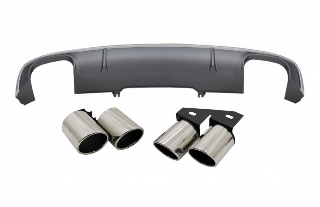 Difuzor Bara Spate cu Ornamente Evacuare AUDI A4 B9 8W S-line (2016-2018) Sedan Avant S4 Design Performance AutoTuning