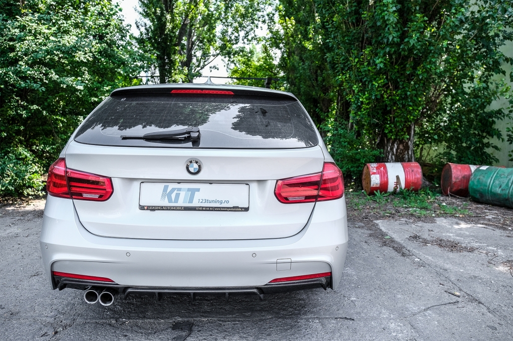 Prelungire Bara Fata cu Difuzor Bara Spate BMW Seria 3 F30 F31 (2011-up) M Performance Design Carbon Film Performance AutoTuning