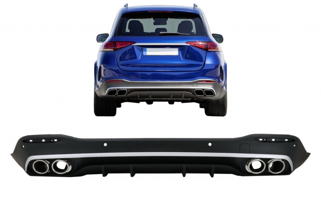 Difuzor Bara Spate cu Ornamente Evacuare Crom Mercedes GLE W167 SUV (2019-Up) GLE53 Design Performance AutoTuning