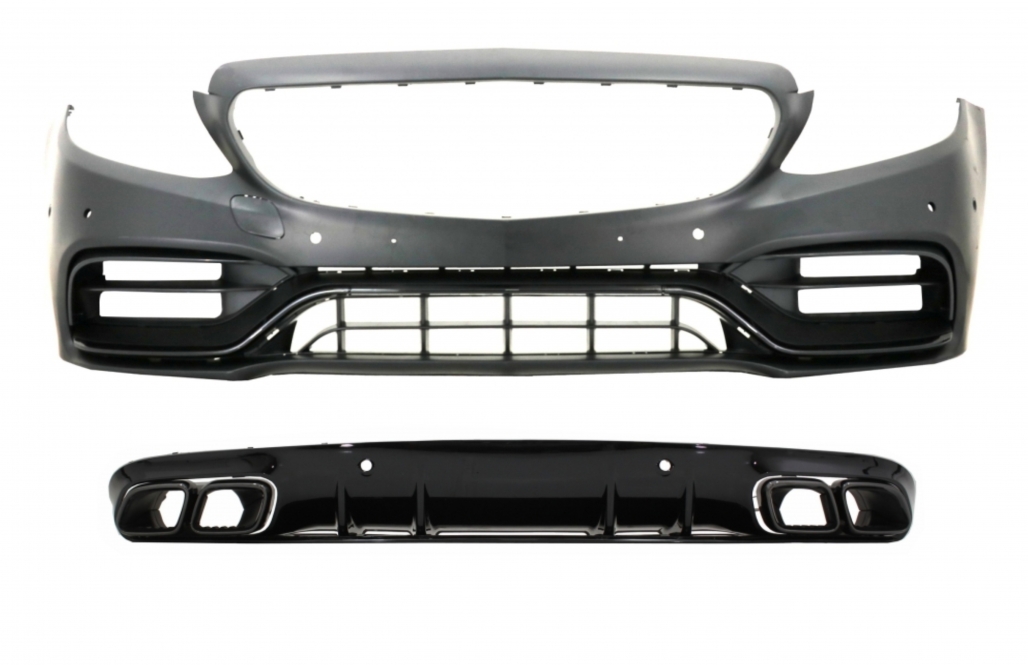Bara Fata cu Difuzor Spate Mercedes C-Class A205 Cabriolet C205 Coupe (2014-2019) C63 Design Negru Performance AutoTuning