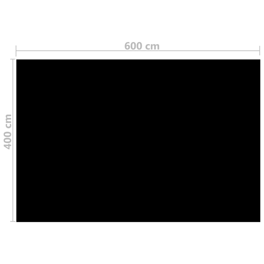 Prelata Plutitoare cu Bule pentru Acoperire Piscina, PE Negru 600x400 cm, Functie de Incalzire Apa