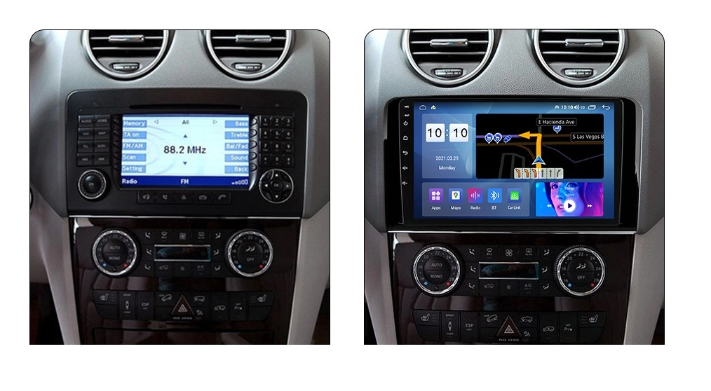 Navigatie Auto Multimedia cu GPS Android Mercedes ML W164, GL X164 (2005 - 2012), Display 9 inch, 2 GB RAM + 32GB ROM, Internet, 4G, Youtube, Waze, Wi-Fi, USB, Bluetooth, Mirrorlink