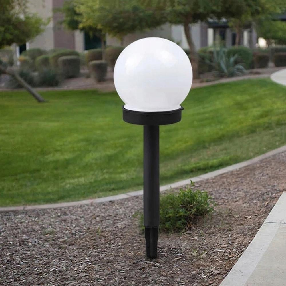 Lampa Solara LED tip Glob Alb/Negru pentru Gradina, Diametru 15cm, Inaltime 40 cm, Lumina Alb Rece