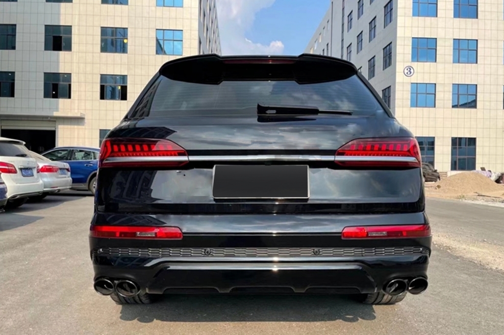 Difuzor Bara Spate Evacuare Dubla Audi Q7 SUV 4M Facelift (2020-up) Negru Performance AutoTuning