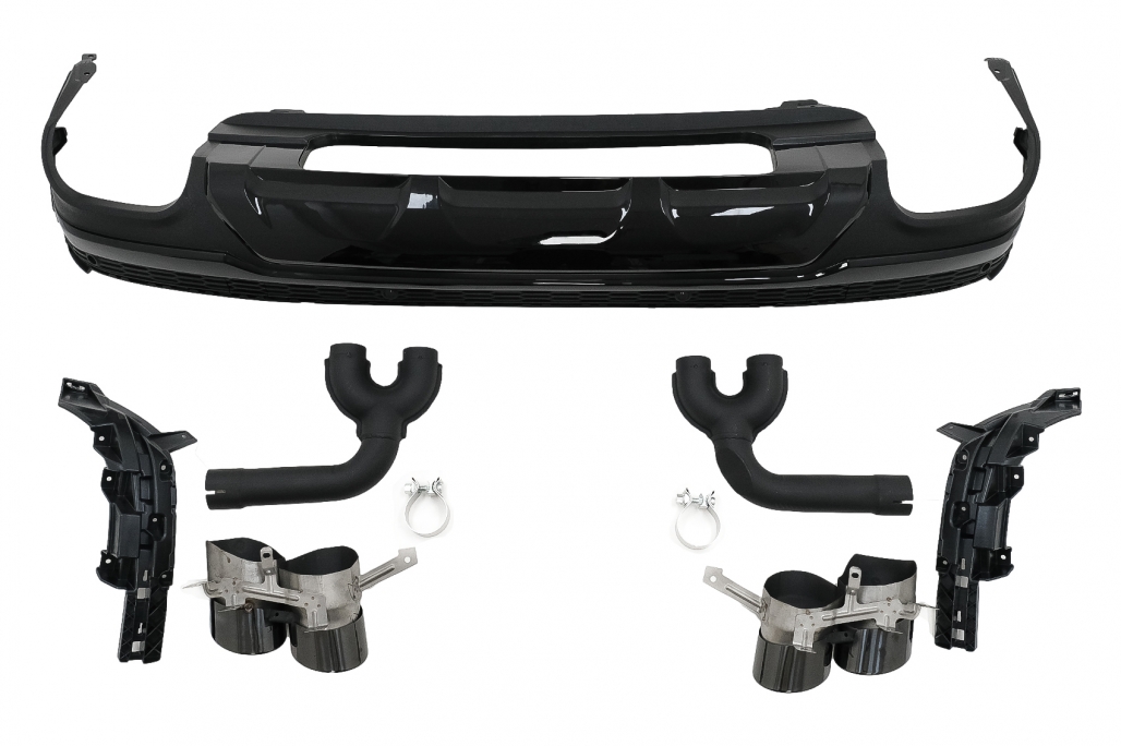 Difuzor Bara Spate Evacuare Dubla Audi Q7 SUV 4M Facelift (2020-up) Negru Performance AutoTuning