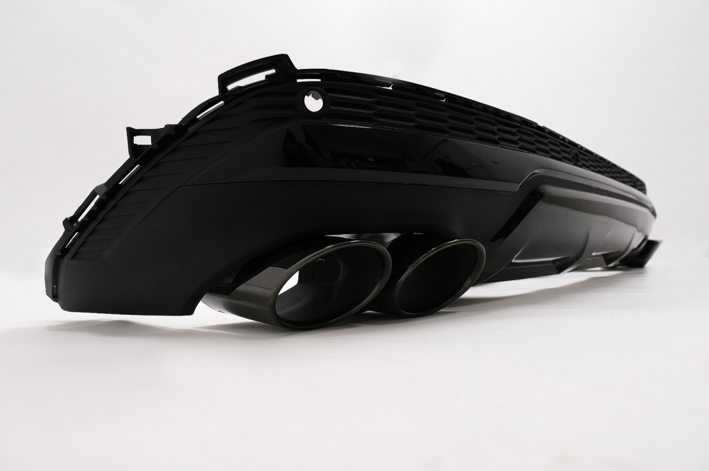 Difuzor Bara Spate Evacuare Dubla Audi Q7 SUV 4M Facelift (2020-up) Negru Performance AutoTuning