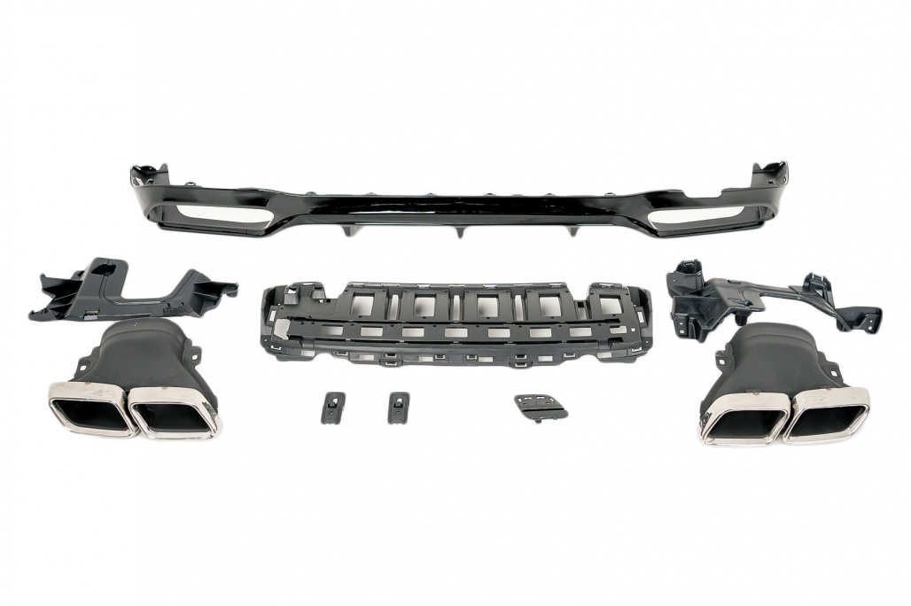 Difuzor Bara Spate cu Ornamente Toba Crom Mercedes E-Class W213 Sport Line (2016-2019) E63 Design Performance AutoTuning