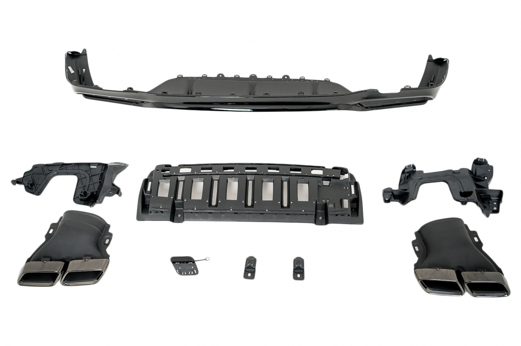 Difuzor Bara Spate cu Ornamente Toba Negre Mercedes E-Class W213 Sport Line (2016-2019) E63 Design Performance AutoTuning