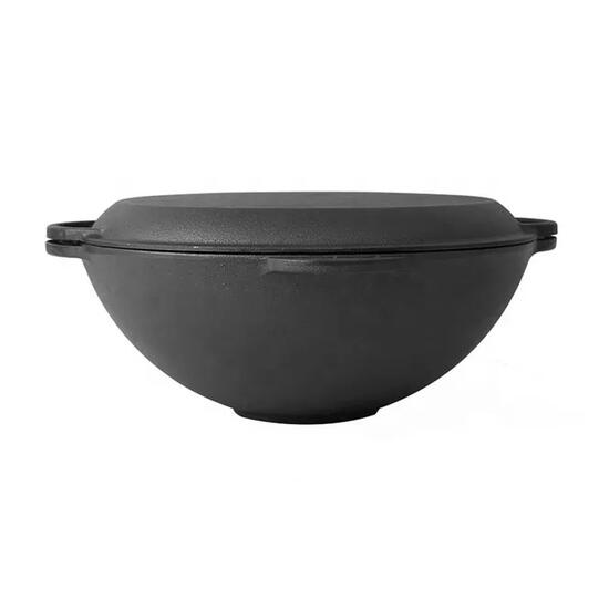 Oala de fonta tip wok, cu capac, 3 in 1, 37x18 cm, Perfect Home GartenVIP DiyLine
