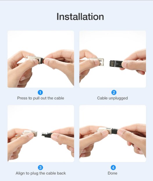 Cablu breloc pentru incarcare Telefon TYPE C Rosu AutoProtect KeyCars