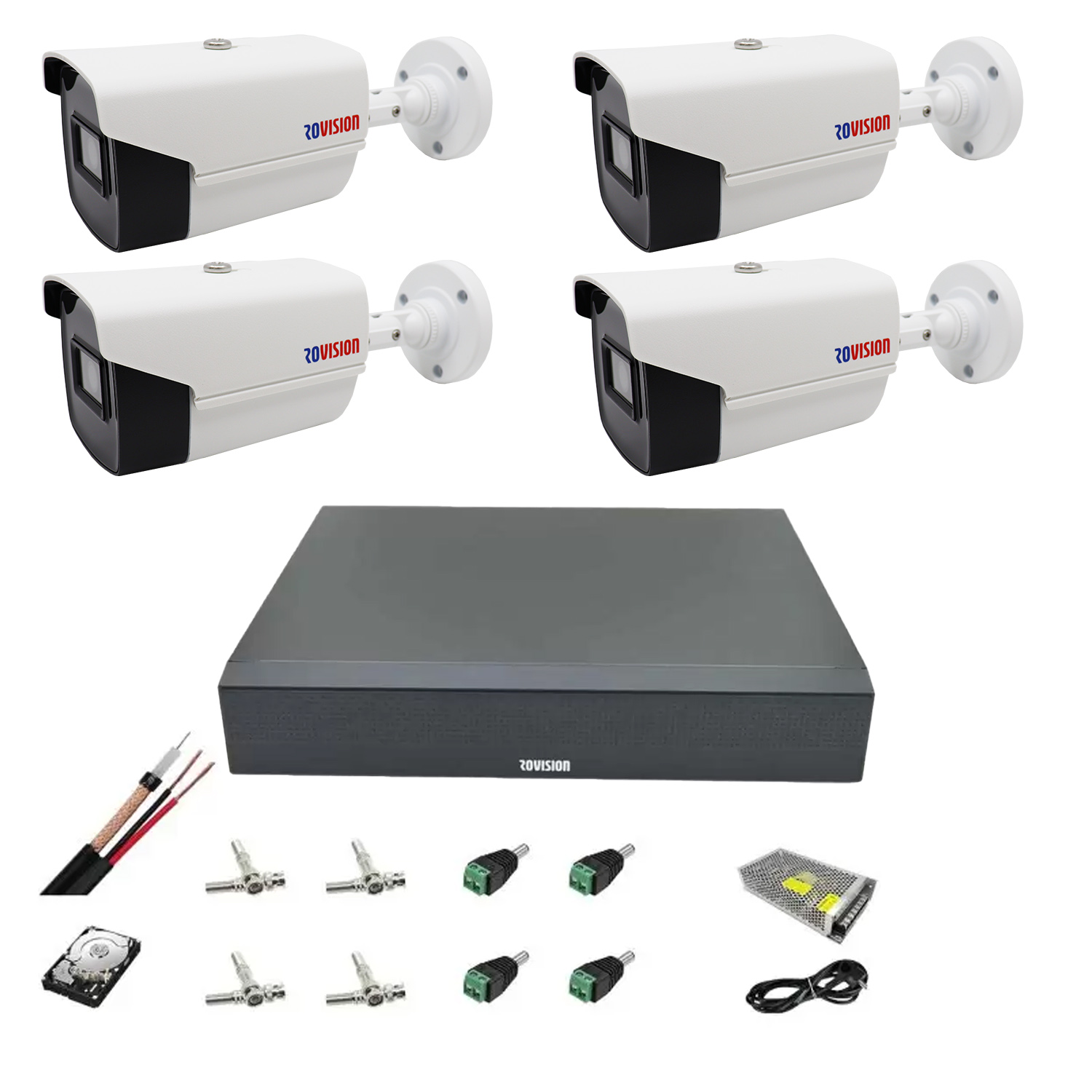 Sistem complet 4 camere supraveghere video full hd Rovision accesorii si hard SafetyGuard Surveillance