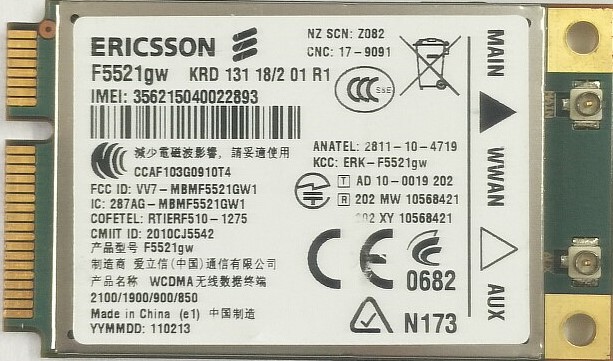 Modul 3G Laptop  Ericsson F5521gw WWAN Mobile Broadband MiniPCI Express Mini-Card NewTechnology Media