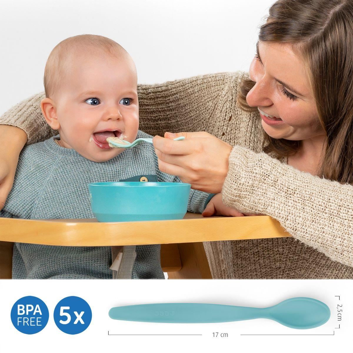 Set 5 lingurite hranire bebelusi, flexibile, cu maner anatomic, 3+ luni, Reer BabySpoon 23022 Children SafetyCare